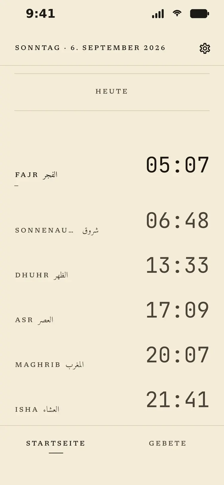 Die Gebetszeiten des Tages, von Fajr bis Isha